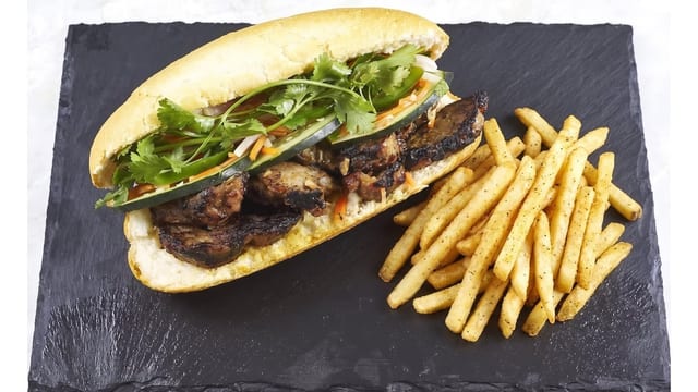 Lemongrass Grilled Pork Banh Mi Combo W/ Fries.